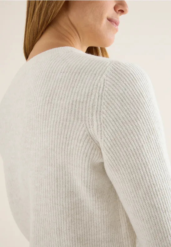 Cecil - Vit ribbstickad tröja