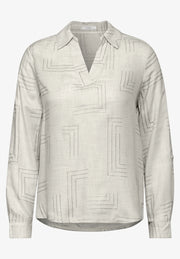 Cecil - Beige blus med folieprint