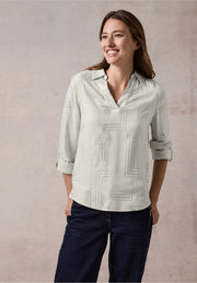 Cecil - Beige blus med folieprint