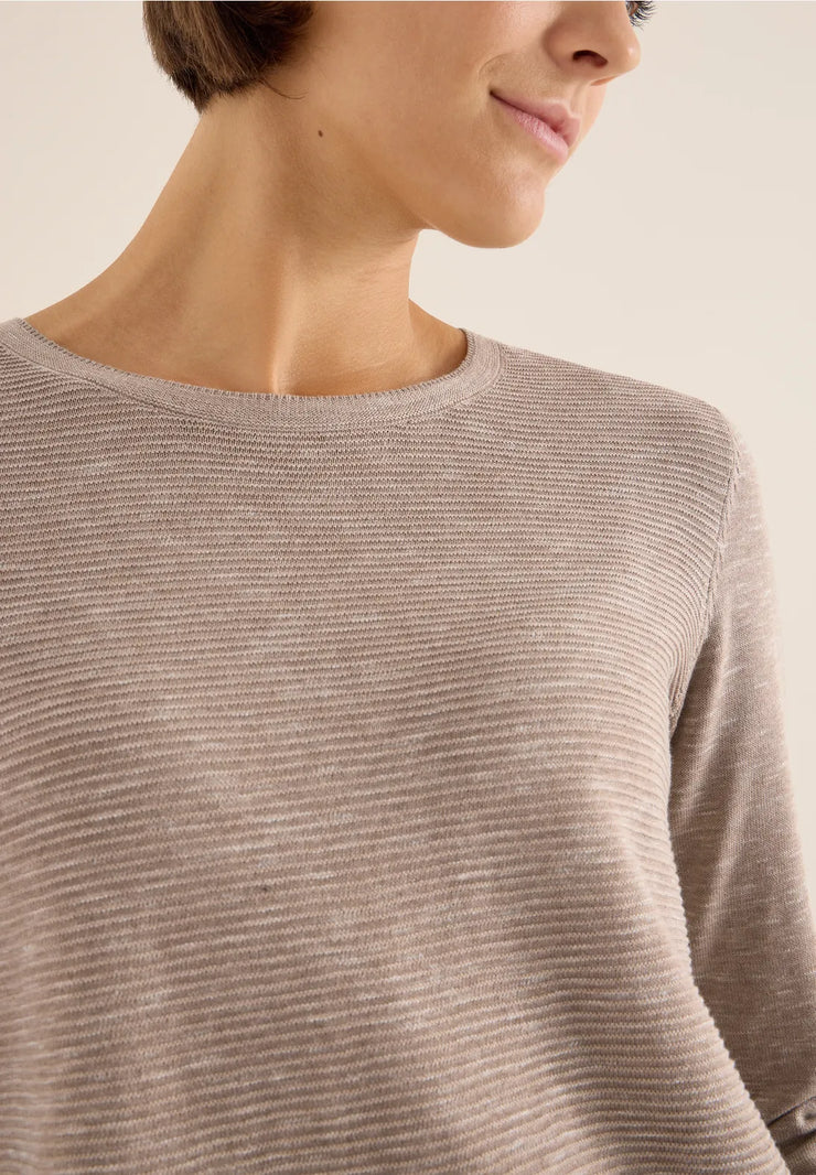 Cecil - Beige ribbstickad tröja