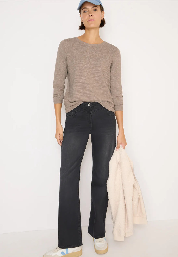 Cecil - Beige ribbstickad tröja