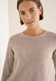 Cecil - Beige ribbstickad tröja