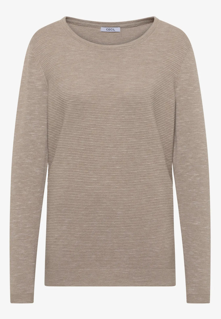 Cecil - Beige ribbstickad tröja