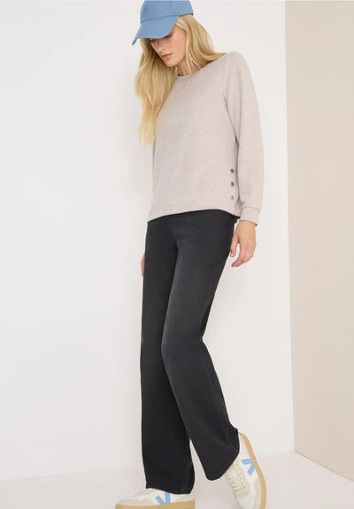Cecil - Beige topp med knappar i sidan