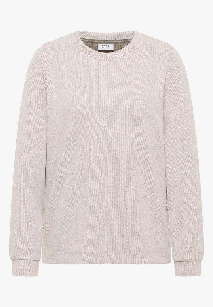 Cecil - Beige topp med knappar i sidan