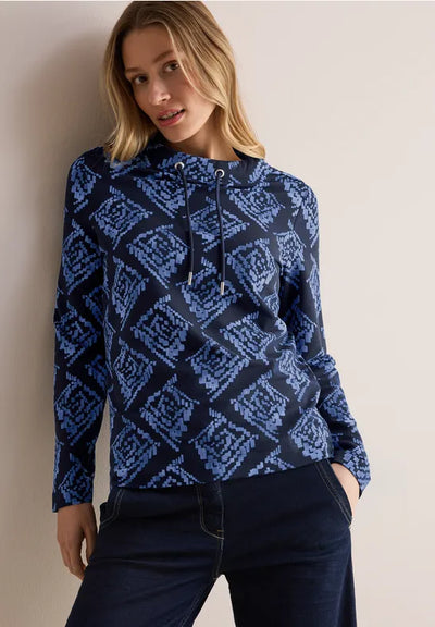Cecil - Blå mönstrad sweatshirt