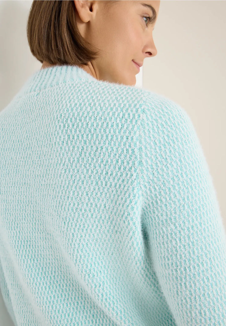 Cecil - Blå stickad tröja i jacquard