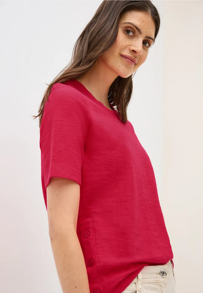 Cecil - Bouclé t-shirt med knappar