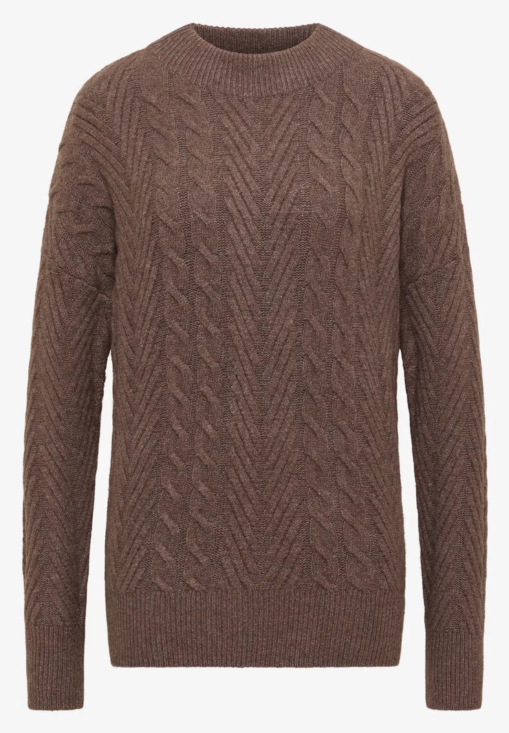 Cecil - Brun kabelstickad tröja