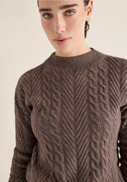 Cecil - Brun kabelstickad tröja