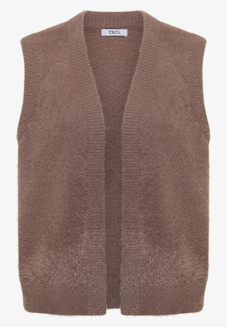 Cecil - Brun väst i fjädergarn