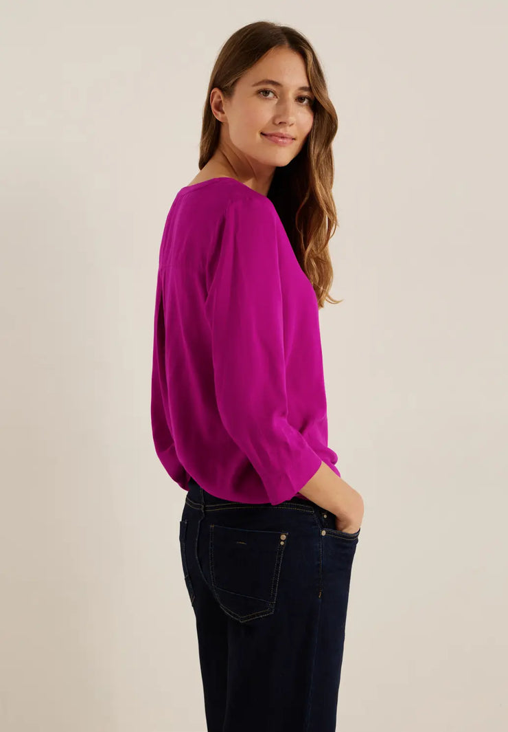 lång i viskos Cerise pink – - blus cool Cecil blouse ärm trekvarts