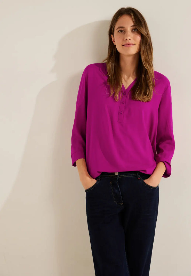 Cecil cool pink blouse - Cerise blus i viskos trekvarts lång ärm –