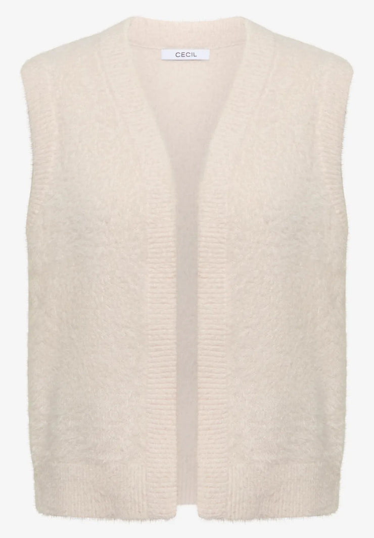 Cecil - Cremevit väst i fjädergarn