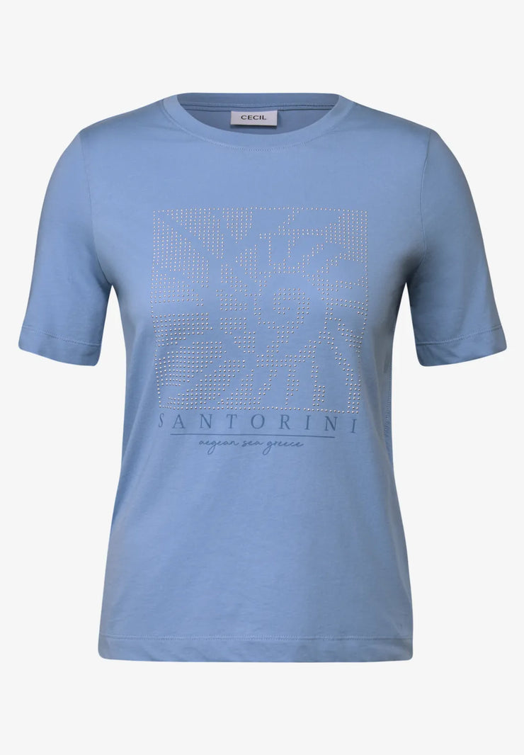 Cecil - Ljusblå t-shirt i bomull