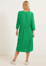 Cecil - Grön krinklad klänning