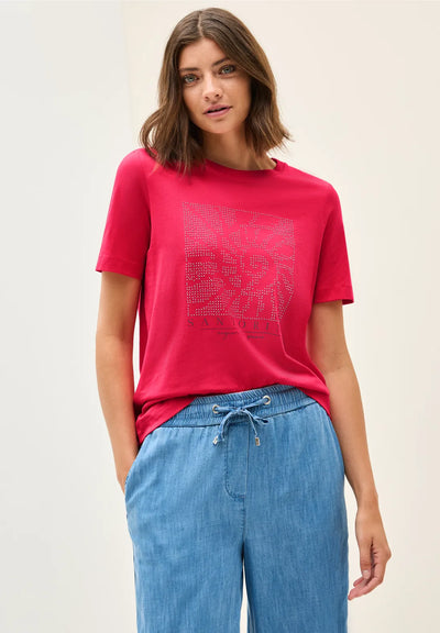 Cecil - Röd t-shirt i bomull