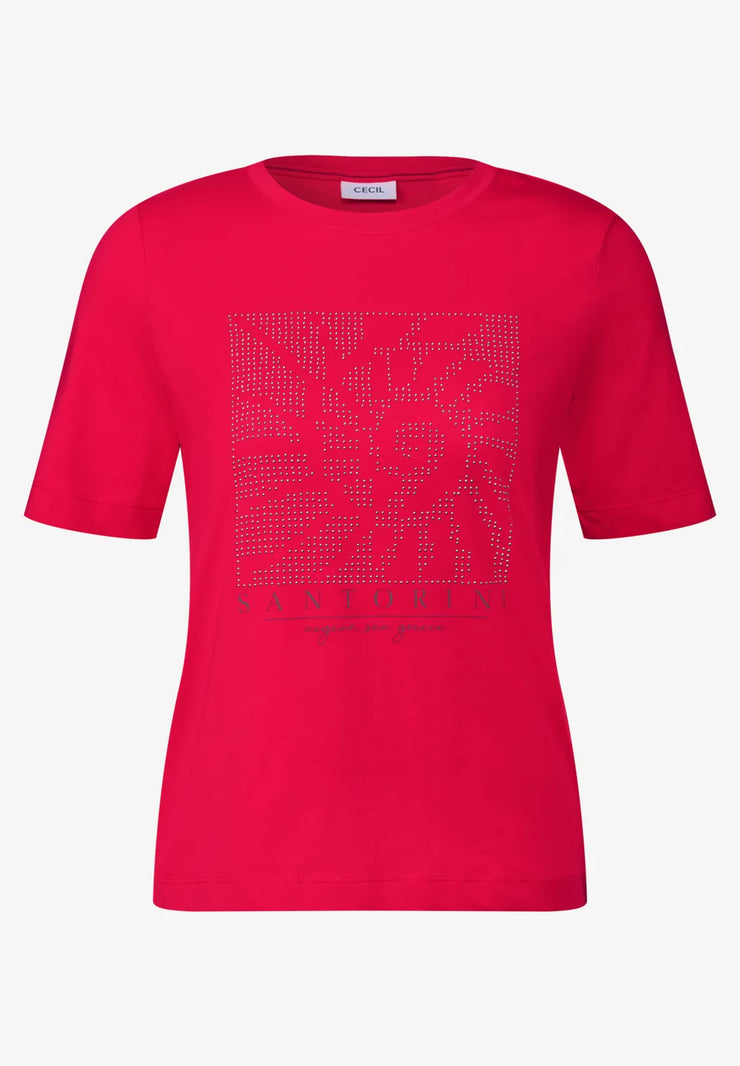 Cecil - Röd t-shirt i bomull