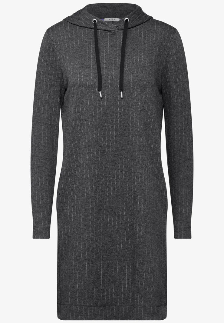 Cecil - Grå kritstrecksrandig klänning