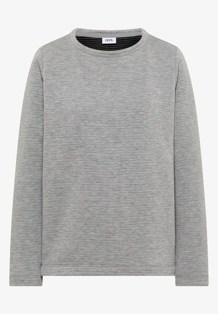 Cecil - Grå silverrandig topp i ottomanväv