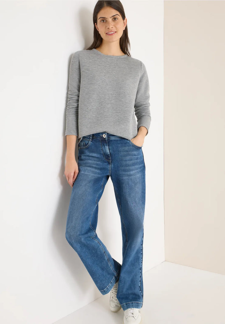 Cecil - Grå silverrandig topp i ottomanväv