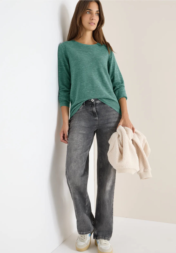 Cecil - Grön ribbstickad tröja