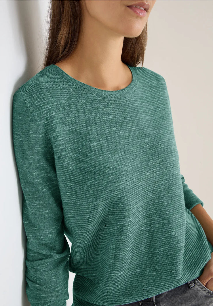 Cecil - Grön ribbstickad tröja