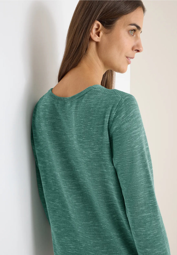 Cecil - Grön ribbstickad tröja