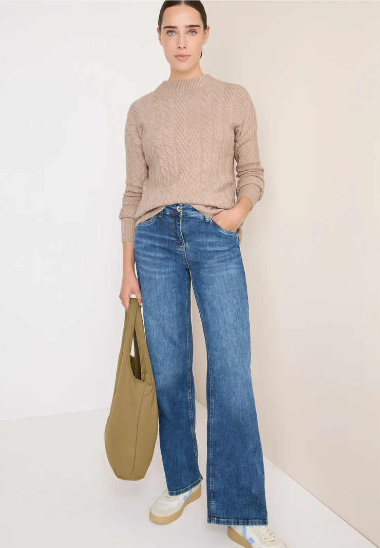 Cecil - Beige kabelstickad tröja