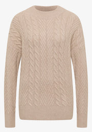 Cecil - Beige kabelstickad tröja