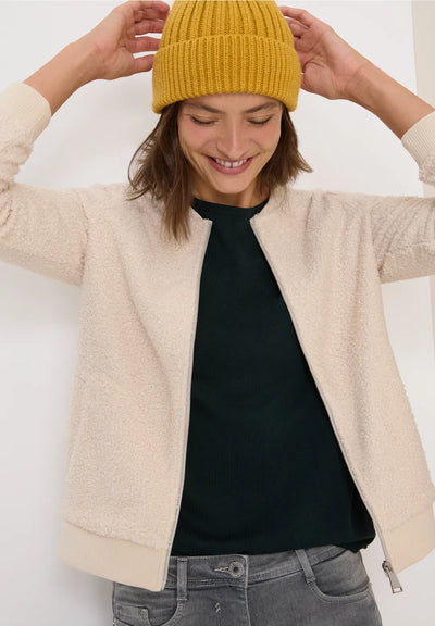 Cecil - Kort beige teddyjacka
