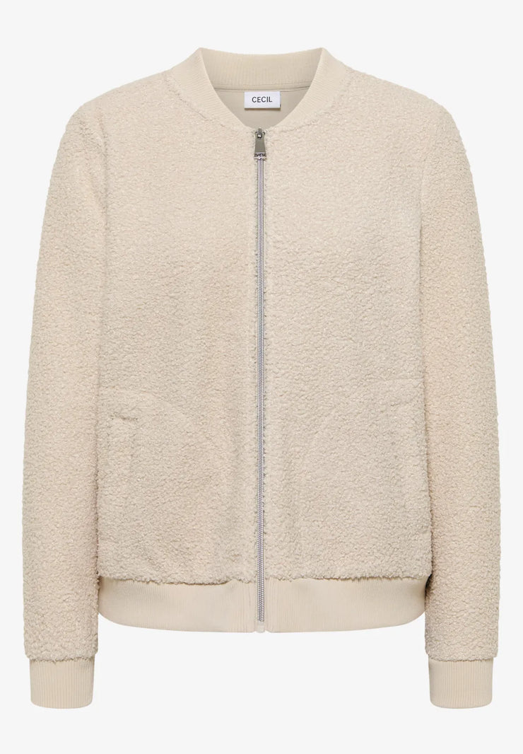 Cecil - Kort beige teddyjacka