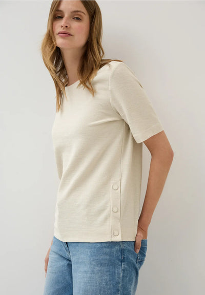 Cecil - Bouclé t-shirt med knappar