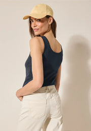 Cecil - Linda mörkblått linne eko bomull