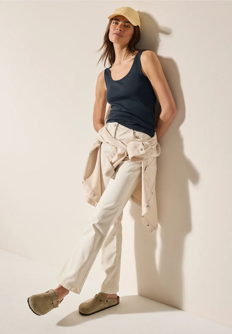 Cecil - Linda mörkblått linne eko bomull