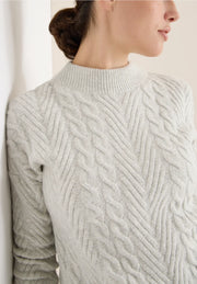 Cecil - Grå kabelstickad tröja