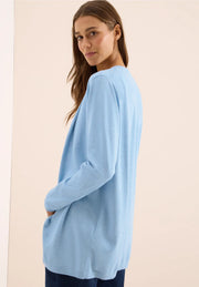 Cecil - Ljusblå kofta i bomull viskos