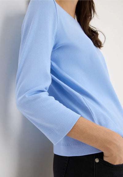 Cecil - Ljusblå ribbad bastopp eko bomull