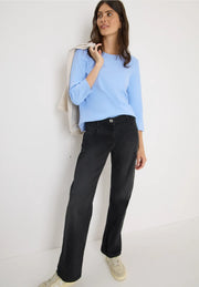 Cecil - Ljusblå ribbad bastopp eko bomull