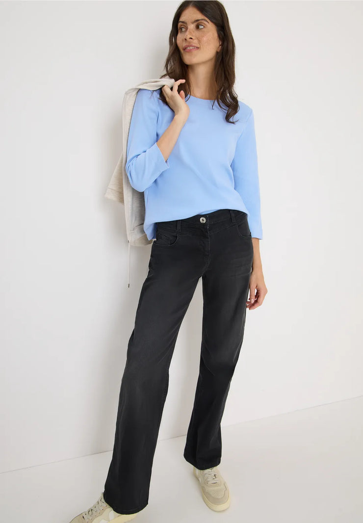 Cecil - Ljusblå ribbad bastopp eko bomull