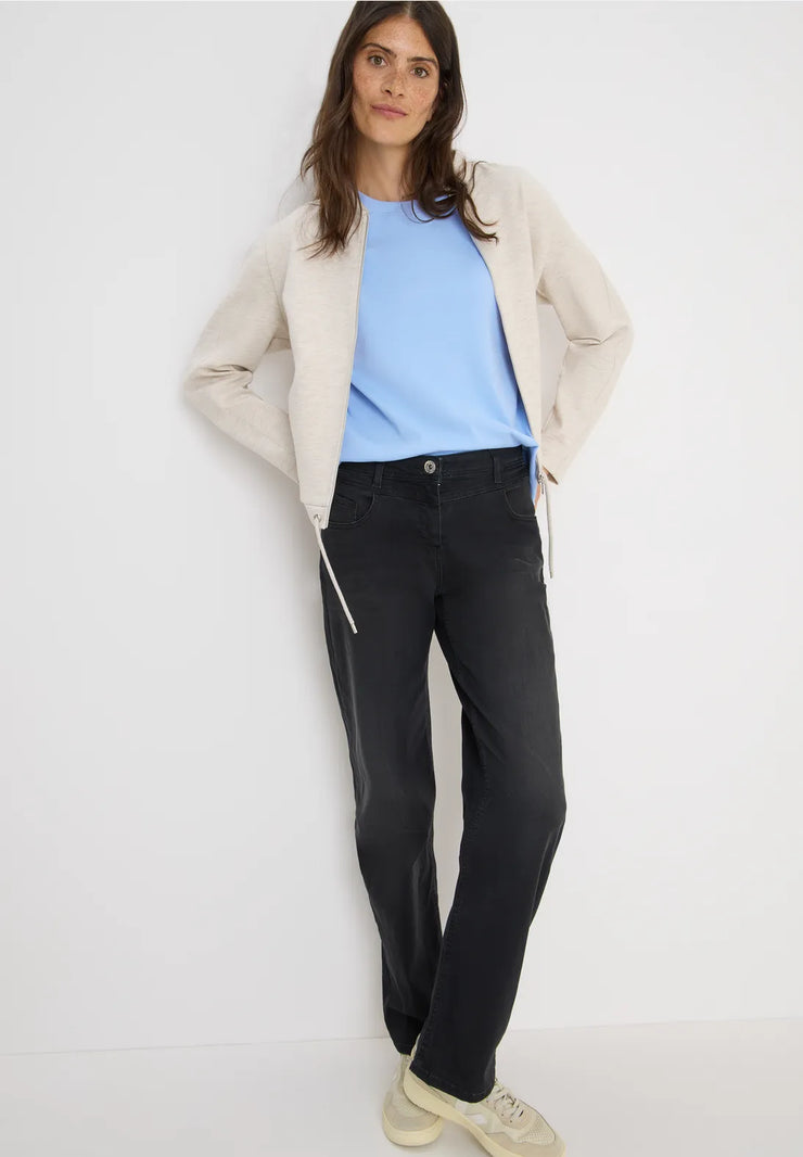 Cecil - Ljusblå ribbad bastopp eko bomull