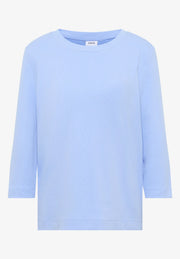 Cecil - Ljusblå ribbad bastopp eko bomull