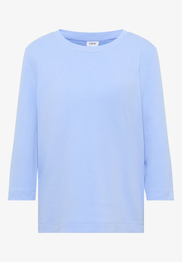 Cecil - Ljusblå ribbad bastopp eko bomull
