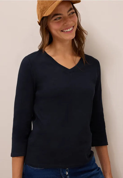 Cecil - Mörkblå t-shirt eko bomull
