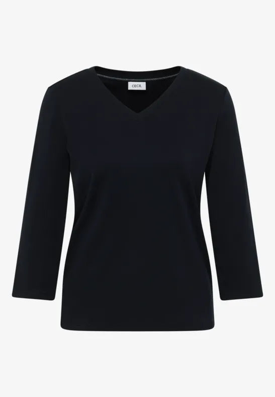 Cecil - Mörkblå t-shirt eko bomull