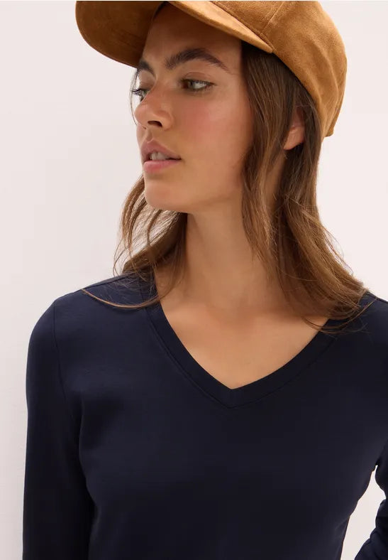 Cecil - Mörkblå t-shirt eko bomull