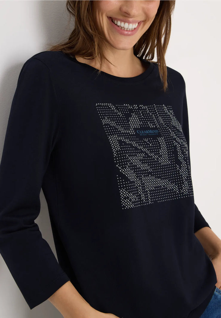 Cecil - Mörkblå topp med slipade stenar