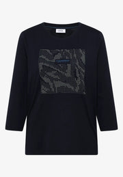 Cecil - Mörkblå topp med slipade stenar