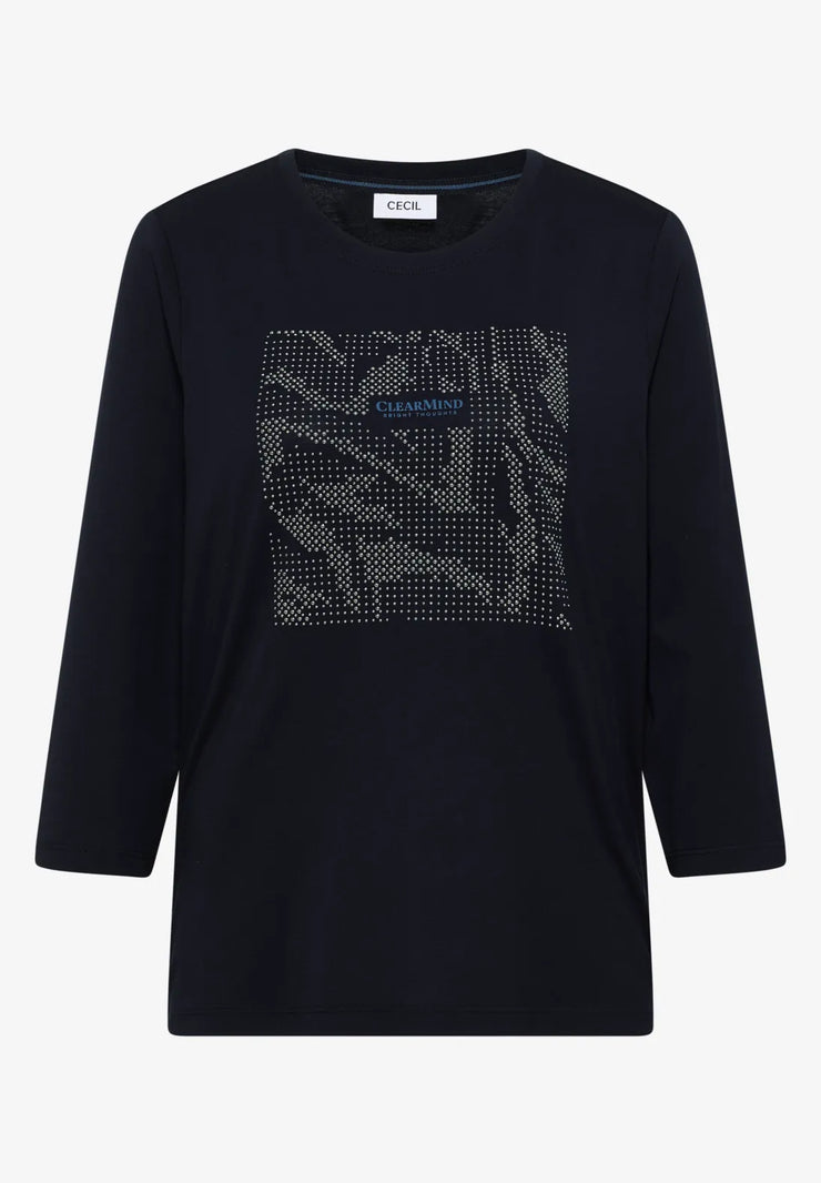 Cecil - Mörkblå topp med slipade stenar