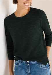 Cecil - Mörkgrön ribbstickad tröja